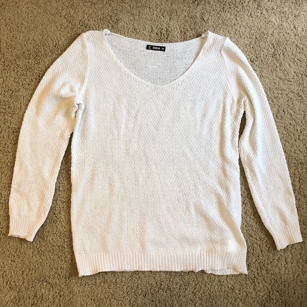 Cream tight knit light sweater, size small